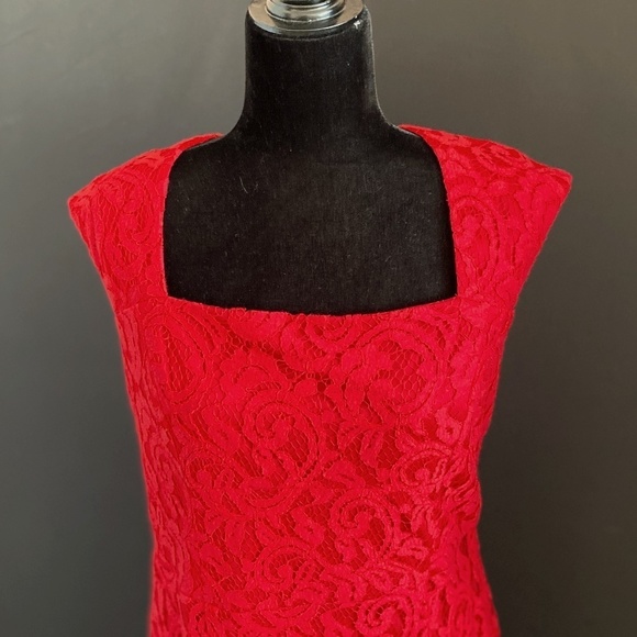 Liz Claiborne Red Lace Overlay Dress - Picture 1 of 12